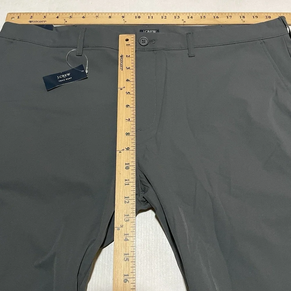 J.Crew Flex Tech Pants Mens 40 X 32 Slim Straight Fit Gray Moisture Wicking NEW